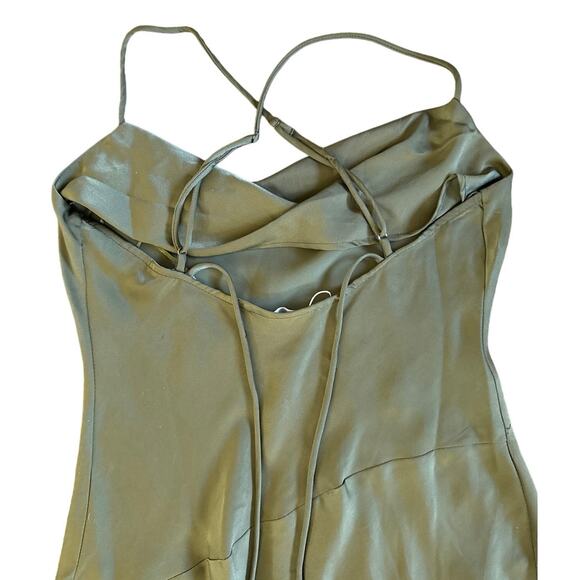 Women’s ASTR The Label Gaia Cowl Neck Satin Olive Green Dress Size Small - Picture 5 of 8